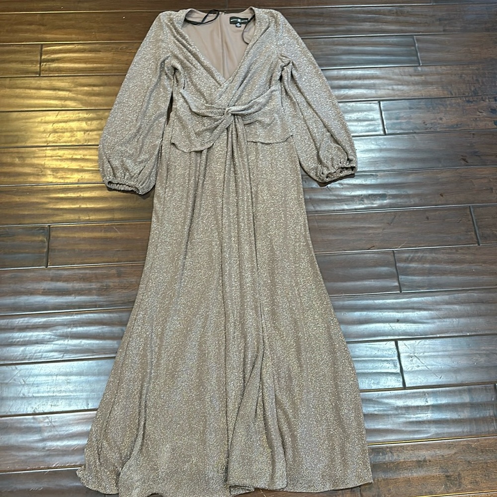 Betsy Adam metallic grey dress